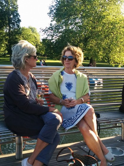 Membership Secretary, Tessa Singleton and member Tessa on the solar powered boat
